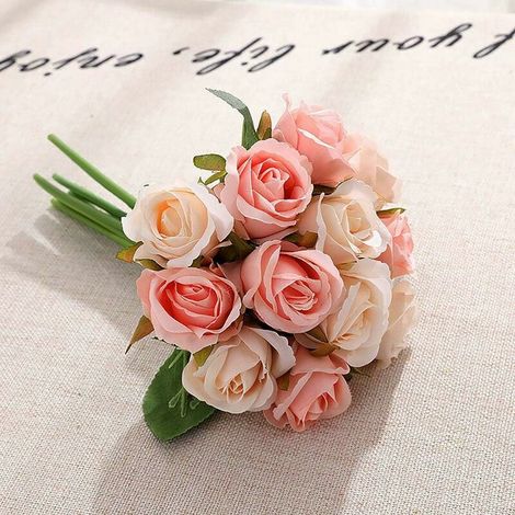 RHG 12 pièces Roses Artificielles Tige Unique Faux Bouquet De Fls En Soie Real Touch pour La Décoration De Mariage De Fête À La Maison