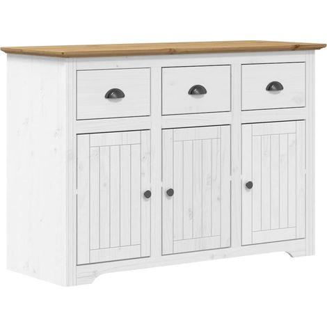 Sideboard/Anrichte/Buffet BODO Weiß und Braun 115,5x44x80 cm Massivholz Kiefer LXWW623284 (1/5)