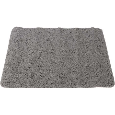 Tapis de bain antidérapant d'intérieur en PVC texturé, imperméable, gris. (1/5)