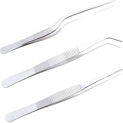 3pcs Pince Barbecue,pince De Cuisine,pince Cuisine Professionnel,acier Inoxydable,forme Droite,pince Courbes,pince Garniture Cuisine,pince Piler (1/5)