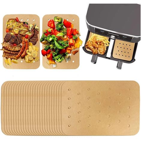 Lot de 200 Papier Cuisson Air Fryer Feuilles de Papier Sulfurisé Air Fryer (1/5)