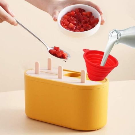 Moule à Crème Glacée Réutilisable,DIY Popsicle Lolly,Ensemble de Moules à Crème Glacée,Popsicle Crème Glacée Sorbet（Jaune） (1/4)