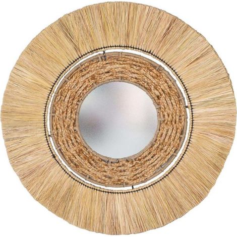 Miroir en raphia et jute 77 cm (1/3)