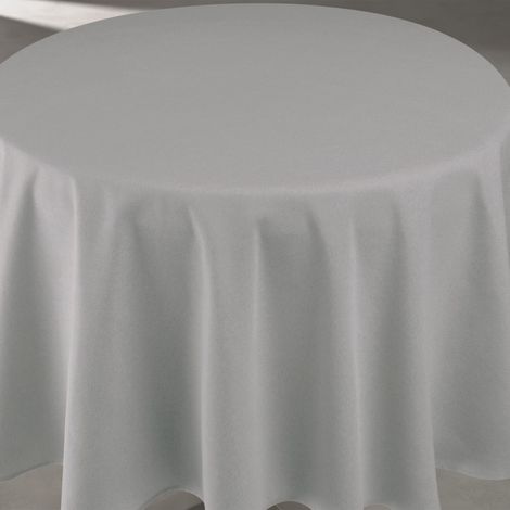 Nappe déperlante anti-taches  - Effet lin pour table ronde Gris Perle 160x160 cm