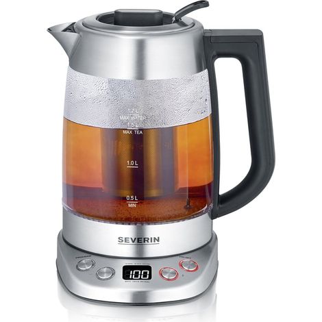 Bouilloire Eau et Thé, 1,7L, 3 000W, Filtre à thé, Température et Temps D'infusion Personnalisables, Verre/Inox, WK 3480 (1/5)
