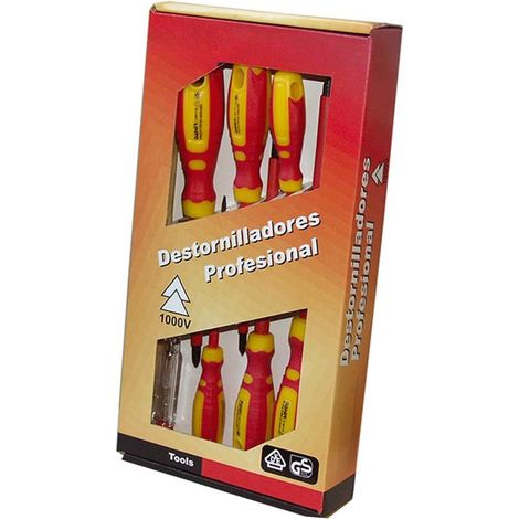 Ensemble de 7 tournevis avec testeur 3 x 140 mm, idéal pour les travaux électriques et les réparations à domicile.