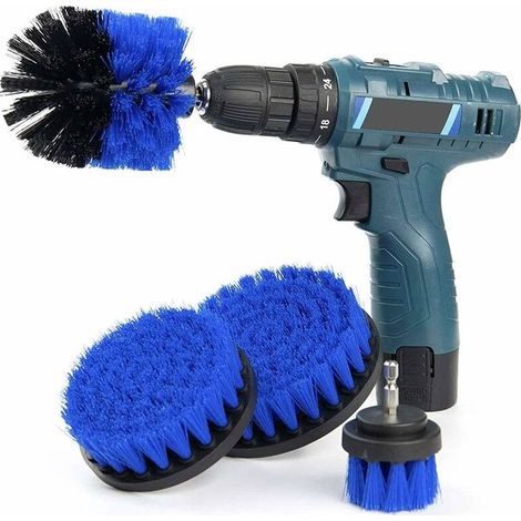 4 Pcs Brosse Perceuse, Brosses à Récurer pour Perceuse électrique, Brosse Rotative Nettoyage pour Tapis Voiture, Outil de Brosse Perceuse Nettoyage Kit pour Surfaces de Salle de Bain, Sol, Ba (1/5)