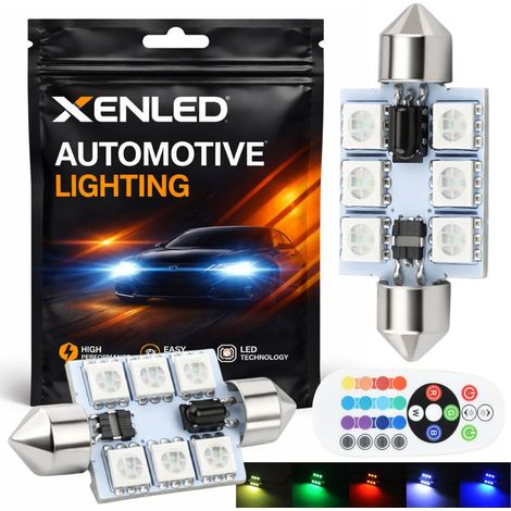 Pack 2 Ampoules 6 LED RGB - C10W controlé par télécommande (1/5)