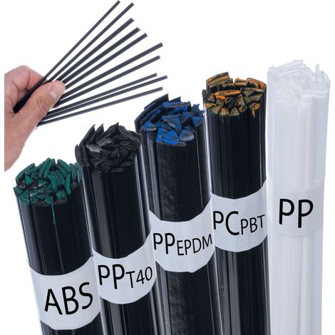 Rosfix Lötdraht Kunststoff PP Set T40 PP/EPDM ABS PC Set PBT 50g – Länge 20–42 cm  Schmelz 260–360°C  Auto Industrie