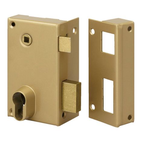 Serrure en applique monopoint verticale à fouillot profil européen 9814 - METALUX Droite Vertical Doré 120 70