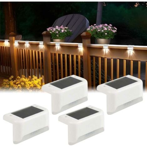 Lot de 4 lampes solaires blanches pour escaliers, balcons et balustrades-AquaForge (1/5)