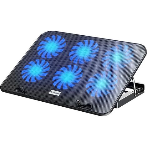 Support De Refroidissement Pour Ordinateur Portable - 6 Ventilateurs - Réglable En Hauteur Sur 7 Positions - Grille Métallique - 2 Ports USB - Pour Ordinateurs De 12 À 17 Pouces
