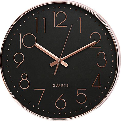 Horloge murale simple noire de 30 cm, horloge silencieuse pour salon, salle de classe, style minimaliste (1/5)