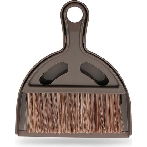 Ensemble mini pelle et balayette - Idéal pour la litière pour chat, la cuisine, les tables et la voiture - Marron (1/5)