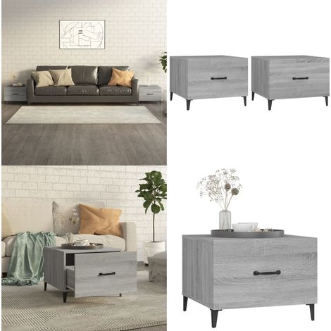 Tables basses avec pieds en métal 2 pcs Sonoma gris 50x50x40 cm - Table Basse Industrielle - Meuble Salon - Table D'appoint - Design Moderne - Bois D'ingénierie - Home & Living (1/5)