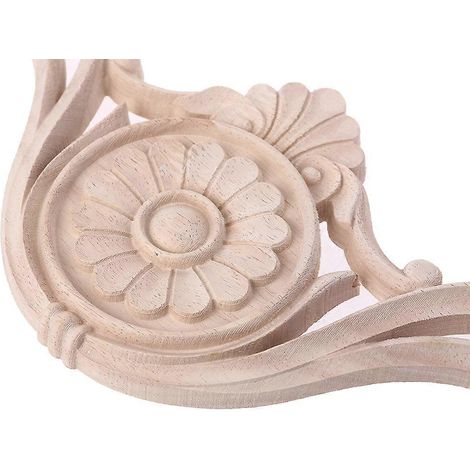 Appliques décoratives en bois naturel sculpté pour meubles, armoires, portes de lit, non peintes (1/4)