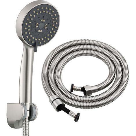 Soffione doccia ad alta pressione, soffione doccia a risparmio idrico, 5 livelli regolabili, soffione doccia economico, soffione doccia per bagno, soffione doccia con tubo flessibile da 1 metro -Crezu