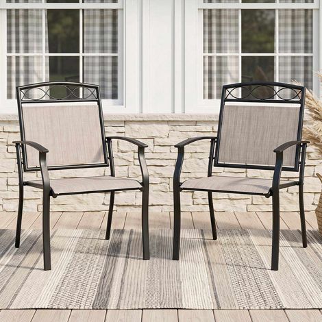 Set of 2 Brown Garden Chairs, Weatherproof & Ergonomic (1/5)