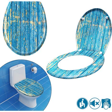 Abattant adulte pour WC Frein de Chute avec système Soft Close Fixation Facile Charnières Robustes Finition de Haute qualité(bleu) HENGMEI (1/5)