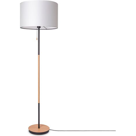 Paco Home Lámpara Pie Salón Pantalla Tela De Mesa Pantalla Textil E27 Luz Nocturna Blanco (Ø45.5 cm), Lámpara de pie-Negro - Tipo 3
