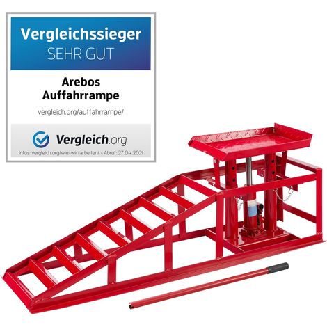 AREBOS 2 x PKW Auffahrrampe höhenverstellbar Hebebühne Auffahrbock Hebeplattform