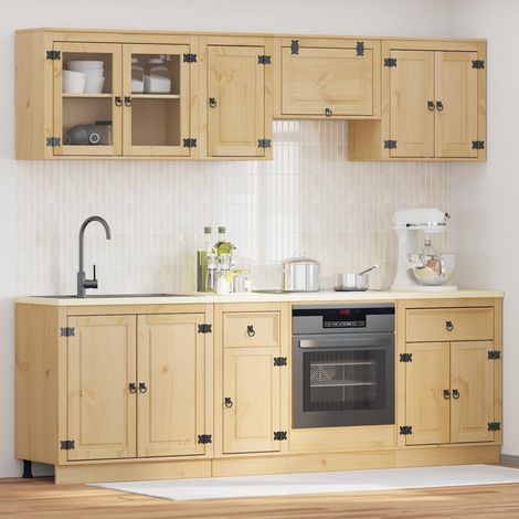 Cabinet SKI 8 pcs Honey Brown Solid Pine Wood vidaXL (1/5)