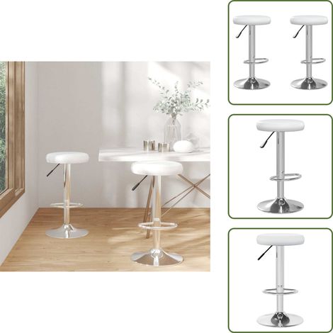Taburete de comedor - vidaXL Taburetes de cocina 2 unidades cuero sintético blanco - Taburete de bar con elevación