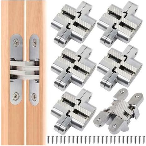 6 pièces Pliante Charnière cachée Croix Armoire Cintrées, Fermeture Charnière Invisible, Meubles Porte Coin Plié en Acier Installation Facile pour Porte Placard Meubles (1/5)