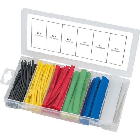 Surtido de conductos KS TOOLS - Termorretráctil - 100 uds - 970.0540