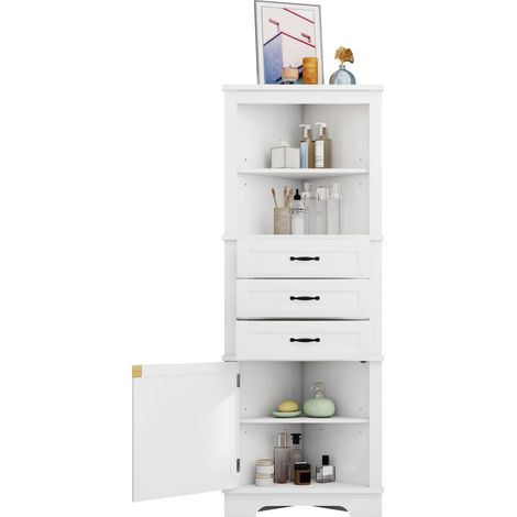 CHICFURN Mueble esquinero de baño 57,7x46x167,5 cm MDF blanco (1/5)