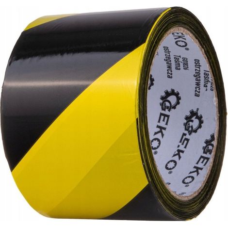 Cinta de advertencia amarilla y negra de 100 m x 70 mm (1/3)