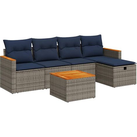 Maison Exclusive - 6-tlg. Garten-Sofagarnitur mit Kissen Grau Pol (1/5)