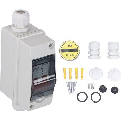 Jeffergarden Disyuntor en miniatura 2P, interruptor de desconexión impermeable IP65 para sistema Solar fotovoltaico DC 1000V 20A