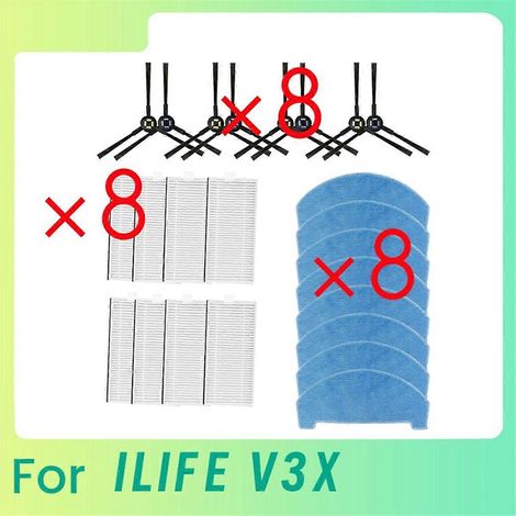 24 Pièces Brosse Latérale + Filtre pour Robot Aspirateur V3X, Brosses de Nettoyage et Filtre de Rechange, Lot de Balais pour Nettoyeur Automatique, Accessoires Compatibles avec V3X (1/5)