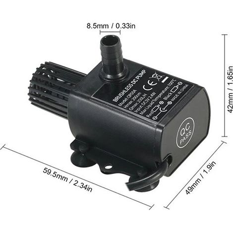 Mini pompe submersible ultra silencieuse pour aquarium, jardin, bassin, fontaine, USB, 5 V CC, 250 L/h, QR50A (1/5)