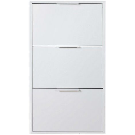Scarpiera 65x105x25 cm con 3 Ante a Ribalta, Colore Bianco (1/2)