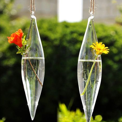 Pot de fleurs suspendu en verre, terrarium, décoration pour la maison et le jardin, bouteille en verre (1/5)