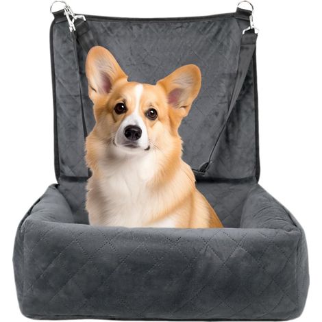Siège Auto pour Chien -61 Cm Siège Auto pour Chien  Sièg De Voiture Renforcé – Chin en Peluche Doublé Chaud, Amovible, Lavable, Antidérapant avec Poches Latérales pour Voiture, Camion, C (1/5)