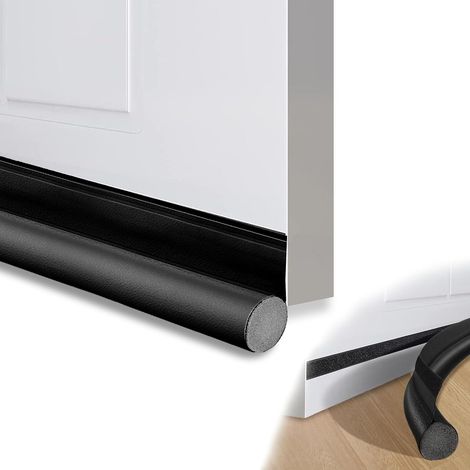 2 x Cold Insulation Draught Excluders, 90 cm Bottom of the Door Anti Cold, Windproof Bottom of the Door with Double Sided Sticker, Leather Easy to Clean (Black) (1/5)