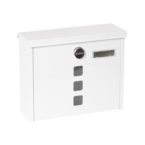 ARREGUI Chance E7101 Briefkasten aus Verzinktem Stahl, Größe M (DIN A4), Wandbriefkasten mit Schutzklappen für Einwurf und Schloss, Postkasten mit Sichtfenstern und Namensschild, Einfache Montage, Wei