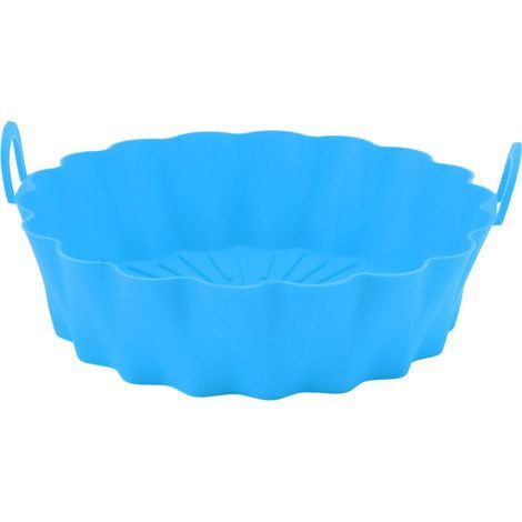 Plateau rond en silicone pour friteuse à air – 7,5 pouces – Résistant à la chaleur – Bleu (1/5)