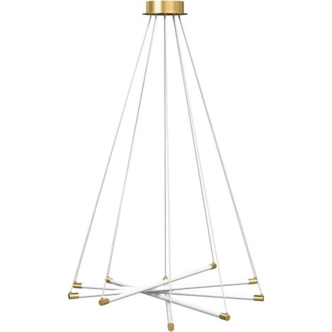 Plafoniera a LED, 50W, 5 tubi luminosi regolabili, regolabile, plafoniera per soggiorno, sala da pranzo, cucina, oro+biancoSul posto