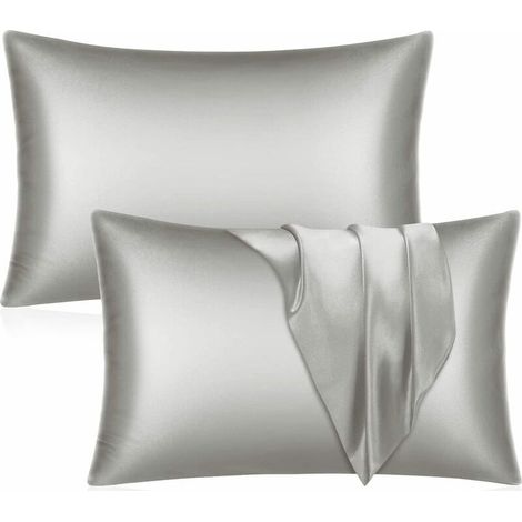 2 satin pillowcases, 51 x 76 cm, envelope closure, anti-breakage and anti-wrinkle, for sensitive skin and curly hair