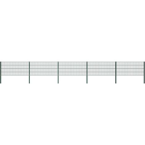 Panneau de clôture avec poteaux Fer 8,5 x 0,8 m Vert (1/5)