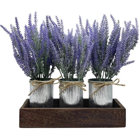 Centre de table, Ensemble de fleurs artificielles, Pots décoratifs, Lavande Faux (1/2)