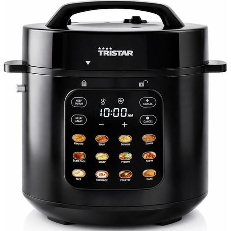 Tristar RK-6160 Pentola Pressione Elettrica 6L 1000W 12 Programmi Digitale Sano