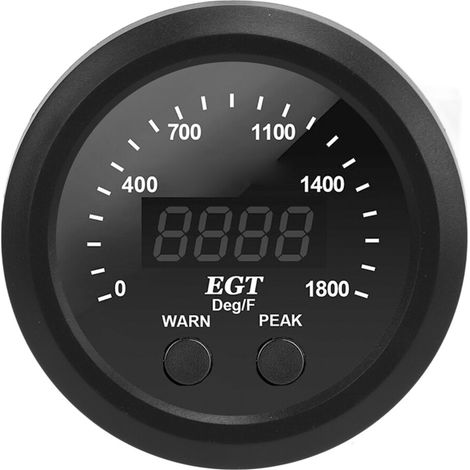 Adecuado para indicadores universales de temperatura de gases de escape de automóviles, 52 mm, 0-1800 °C, pantalla LED roja.