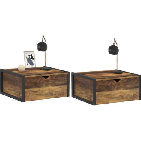 Set di 2 comodini a parete HAWKINS Mensola sospesa dal design industriale