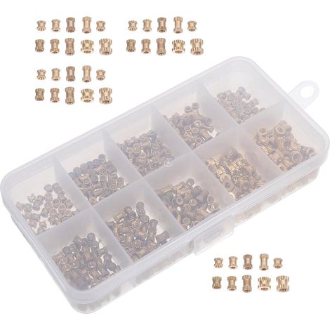 500 écrous moletés en laiton, inserts filetés métriques M2, M2.5 (1/5)