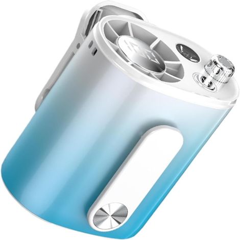 Tragbarer Clip-Ventilator mit 100 einstellbaren Geschwindigkeitsstufen, 360°-Drehung und 3600-mAh-Akku – ideal für Camping, Wandern und Strand – blau (1/5)